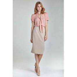 Beżowa Ołówkowa Elegancka Spódnica